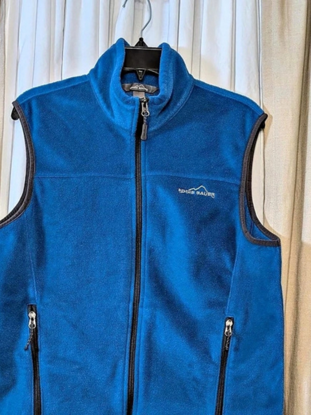 Eddie Bauer Men's Full-Zip Fleece Vest Blue Medium